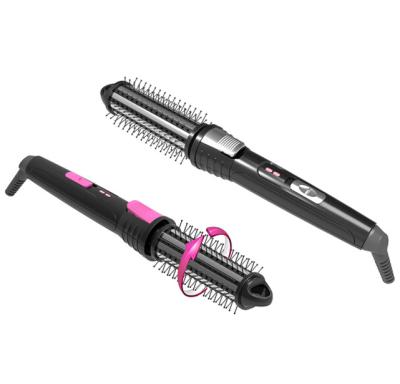 China 32mm Aluminum Comb Brush LED Indication Manual Rotating Curling Iron for sale