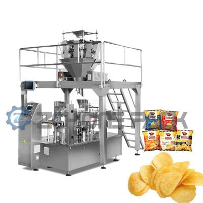 China Automatische verpakkingsmachine voor voedingsmiddelen Snacks Aardappelchips Fries Automatische zakmachine Te koop