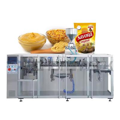 China Multi-Station Horizontal Premade Bag Mustard Sauce Packaging Machine for sale