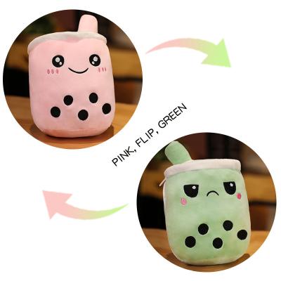 China Reversible Toys Flip Funny Emotion Milk Tea Double-Sided Flip Stuffed Plushie Boba Plush Toy Kids Gift for sale