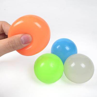 China Luminescent Sticky Balls Decompression Mochi Ball Squishy Trigger Toy Glow in the Dark Ceiling Sticky Ball for sale