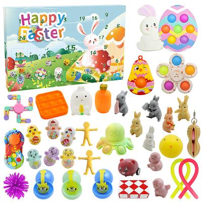 China Advent Calendar Stress Reliever Bubble Christmas Autism Toys Silicone Easter Sensory Toy Set Easter Material Toys Eco-Friendly Occupier Toy for sale