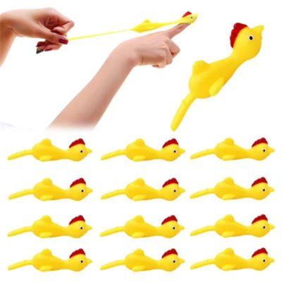 China Hot Sale TPR Material Eco-friendly Sticky Flying Turkey Catapult Soft Finger Chicken Slingshot Capsule Stretchy Toys For Kid for sale