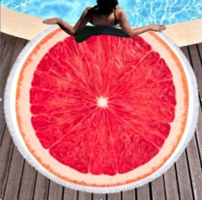 China Large 100% Polyester Compressed Fruit Beach Towel for sale