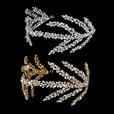 China Wedding Crystal Bridal New Arrivals Hair Accessories Tiara Clip Korean Headpiece Girls Hair Christmas Metal Wedding Headband for sale