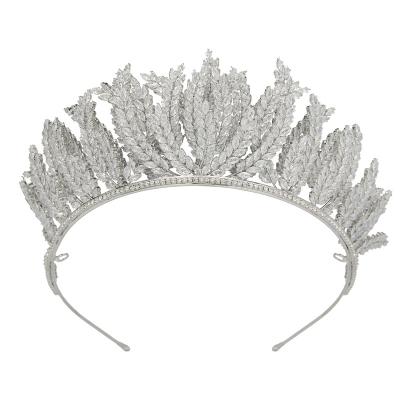 China Wedding High Quality Wedding Tiara Jewelry Sets For Women Tiara Crowns Jewelry Natural Stones Copper Rhinestone Bridal Pageant Big for sale