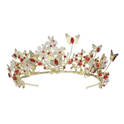 China Wedding Tiara Tiaras and Crowns New Design Handmade Butterfly Wedding Tiara Bridal Crown for Women for sale