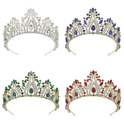 China Crystal Bridal Jewelry Sets Rhinestone Tiara Handmade Rhinestone Big Wedding hair crowns wedding for sale