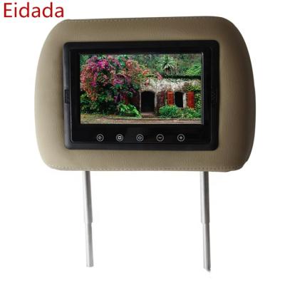 China Factory Sale Remote Control 7 Inch Pillow Car LCD Touch Button Headrest Monitor With 2 AV In for sale