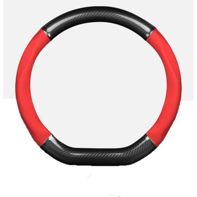 China Best Selling Business Carbon Leather Car Wheel Cover D Shape Ring D Steering Wheel Cover for sale