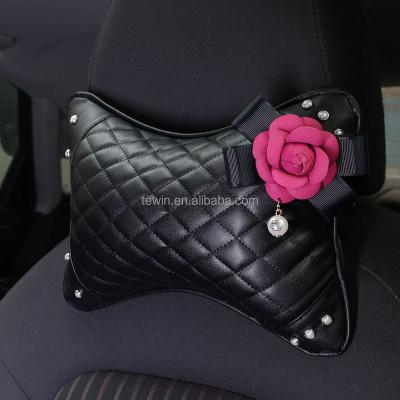 China Hot Selling Anti Dust Amazon Flower Women Car Accessories Women Car Neck Support Pillow Auto Headrest Pillow for sale