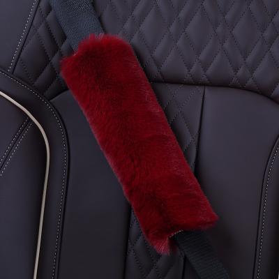 China Real Sheepskin FUR Wool Fur Parts Interior Accessories Car Auto Seat Belt Cover Shoulder Pad for sale