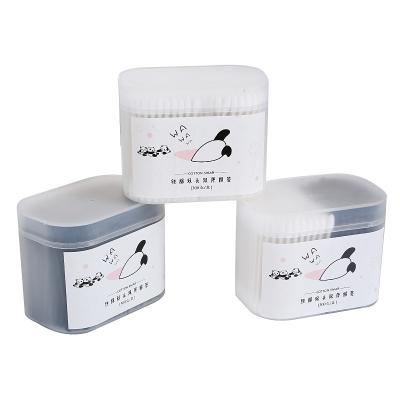 China Hot Selling Black And White Boxed Portable Soft And Biodegradable Black And White Double Headed Cotton Swab for sale