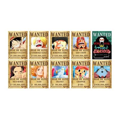 China Cosplay 9 Styles WANTED Reward Luffy Jinbe Nami Chopper Robin Zoro Sanji Usopp Franky One Piece Anime Wallpaper Decorative Poster for sale