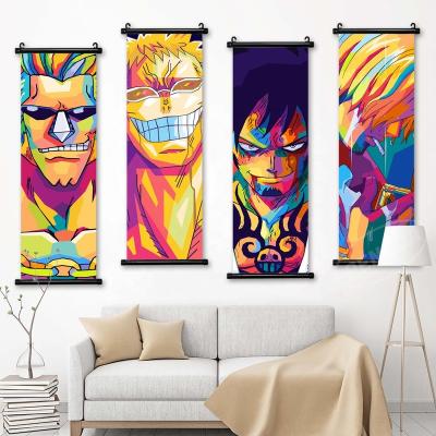 China Classic Anime Modern One Piece Figure Character Zoro Luffy Poster Scroll Canvas Painting HD Wall Bedroom Home Interior Decor for sale