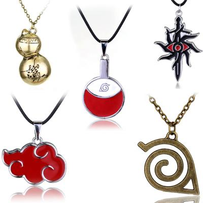 China CLASSIC Japanese Red Cloud Alloy Akatsuki Uzumaki Anime Necklace Cosplay Jewelry Rope Chain Choker Pendant Necklaces for sale