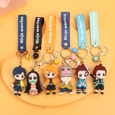 China Anime Demon Slayer Keychain Anime Tanjirou Figure Silica Gel Cartoon Packbag Pendant Keychains Lovely For Gift Action Number for sale