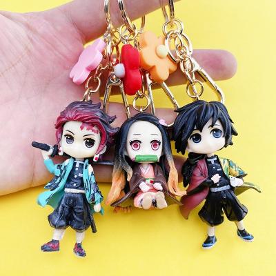 China Zenitsu Nezuko Figurine Keychain PVC Demon Slayer Keychain Japan Pendant Dummy Toy Anime Cartoon Figure for sale