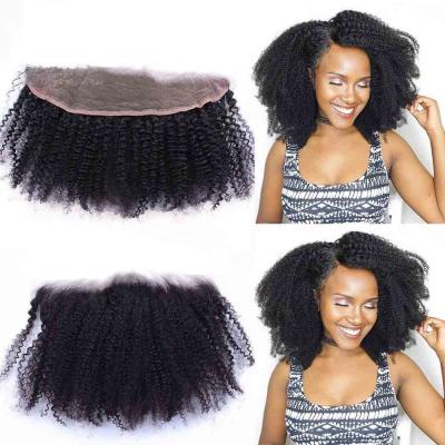 China Factory Sale Virgin Brazilian Human Hair Kinky Curly Curly Curly Hair Frontal Closure for sale