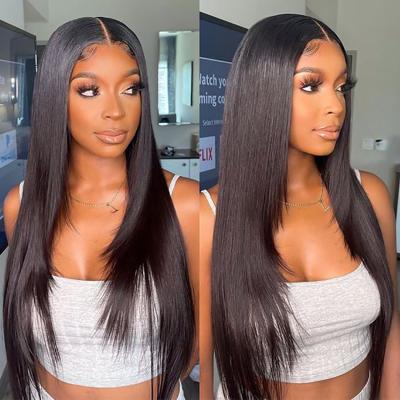 China Glueless 5x5 Virgin Human Hair Deep Wave 16-30 Inch Peruvian Lace Front Wig Lace Closure Wigs Swiss Vendor for sale