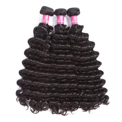 China Good Thickness With Bits Short Hair 16 18 20 22 Inches Original Peruvian Hair Weaves Pictures Deep Wave 3 Bundles Curly Deals for sale