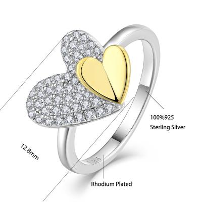 China Fashion Jewelry CLASSIC Heart Cut 925 Sterling Silver Rings Heart Shape Key Stone Rings With Pink Cubic Zirconia For Women Girl for sale