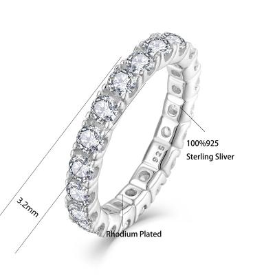 China Natural Stone Band Ring Cubic Zirconia Tennis Ring Fashion Jewelry Rings 925 Silver Trendy Eternity Wedding Women Jewelry for sale