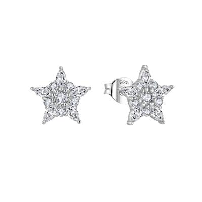 China Fashion Cute Design Minimalist Natural Pave Earrings Diamond Delicate Star Stud Pure 925 Sterling Silver Earrings Fine Jewelry for sale