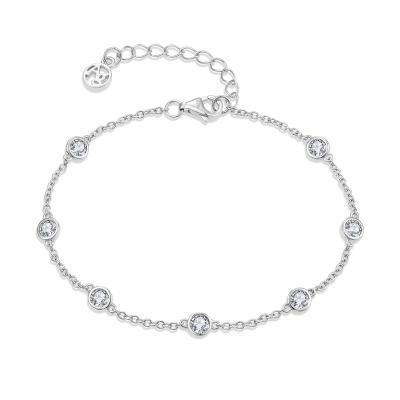 China CLASSIC Women's Trendy Fashion Sensitive Rhodium Plated Bracelets Alphabet Chain Cubic Zircon Bracelets Luxury Jewelry for sale