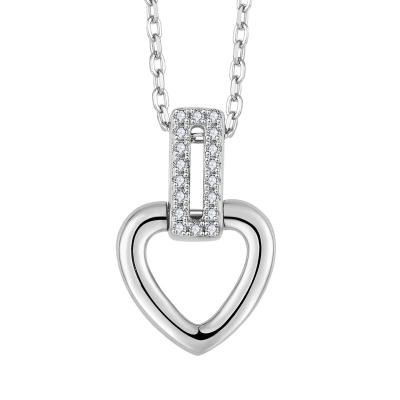 China New Design 925 Sterling Silver Women Gift Necklaces Cubic Zirconia New Design Valentines Day Heart Shaped Love CLASSIC White Necklaces for sale