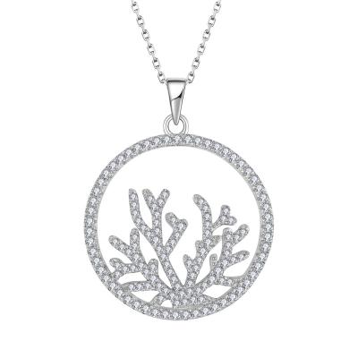 China Hot Sale Cute Sea Animal Coral Shape Pendants Necklace White Zircon Pendants Natural Stone Necklace For Men Women Girls for sale