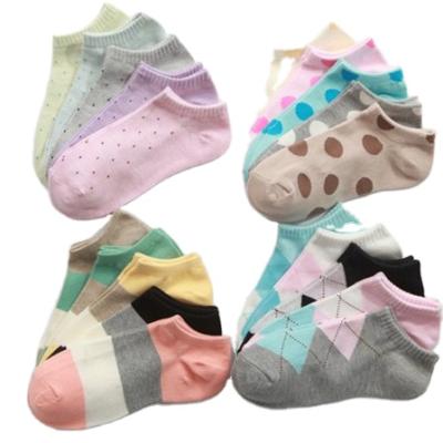 China Wholesale High Quality Women Colorful Patterns Antibacterial Dot Stripe Cotton Ankle Socks for sale