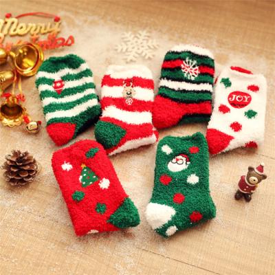 China Antibacterial Soft Comfortable Fiber Winter Socks Dots Patterns Thick Christmas Socks for sale