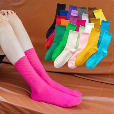 China Sporty Candy Color Pure Cotton Women Slouch Long Socks Cotton Socks For Girls for sale