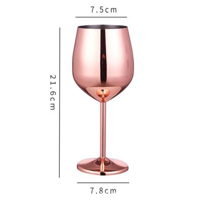 China Red Wine Goblets Sublimation Wine Glassware Stainless Steel Rose Gold Water Drinking Cup Unbreakable Goblet Vintage for sale