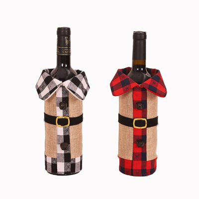 China Christmast Ornament Wine Bottle Gift Bags Canvas Bottle Covers Christmas Wine Bottle Cover For Christmas Decorations for sale