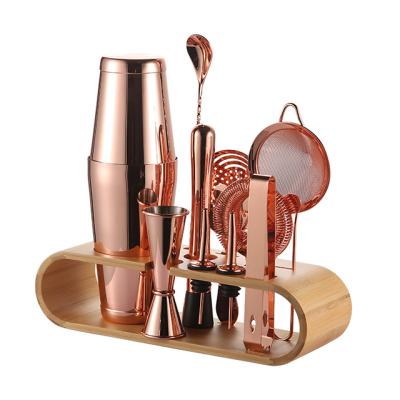 China Wholesale Stainless Steel Gold Cocktail Mule Drink Maker Tables Cocktail Shaker Bartender Glassware Kit Mixer Spoon Set for sale