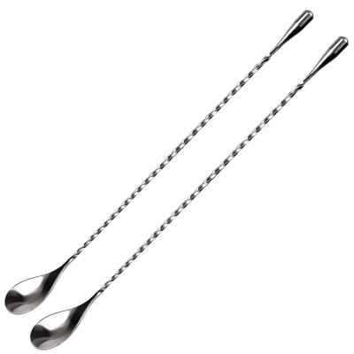 China 2020 Best Selling Disposable Bartender Bar Products in USA Europe 304 Stainless Steel Long Teardrop Shape Cocktail Bar Stirrer Mixing Spoon for sale