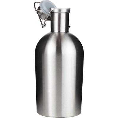 China Business Customized Logo Stainless Steel 1 Liter Glass Beer Wine Shaker Hip Flask for sale