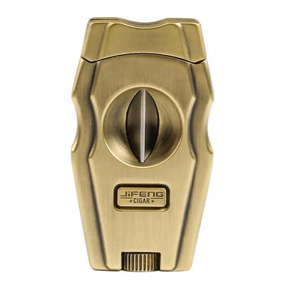 China Cigar Moisturizer Cigar Accessories Luxury 2 Points New In 1Multi Function Blades V Cutter Pointed Cigar Cutter With Cigar Punch for sale