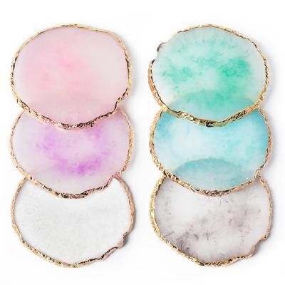 China Resin Make Up Gold Round Edge Crackle Ornament Nail Color Mixing Palette Art Palettes Display Board Resin for sale