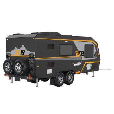 China Outdoor Travel 19ft Hybrid Camper Trailer Off Road Australia Standard Caravan With Bathroom 4 Berth Traveling Car for sale