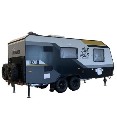 China High Quality Outdoor Travel Fiberglass Sandwich Panel Travel Trailer Hybrid Off Road Trailers Camper Caravan For Sale for sale