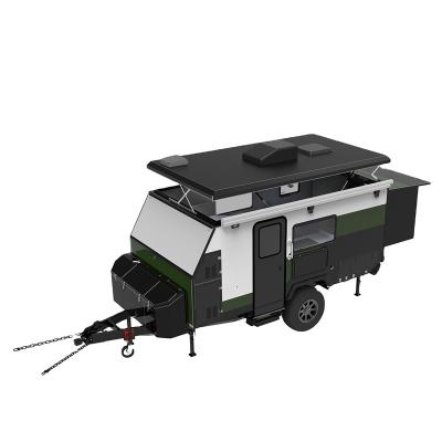 China Travel Outdoor Camper Trailer For RVs Trailers High End 3 Person Mobile Caravan With Solar Panel Moving Car for sale