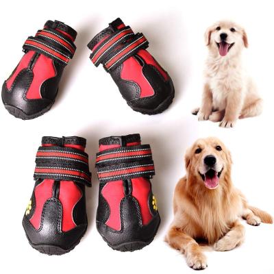 China Durable Waterproof Nylon Neoprene Reflective Dog Boots Comfortable Pet Shoes Dog Boots Waterproof for sale