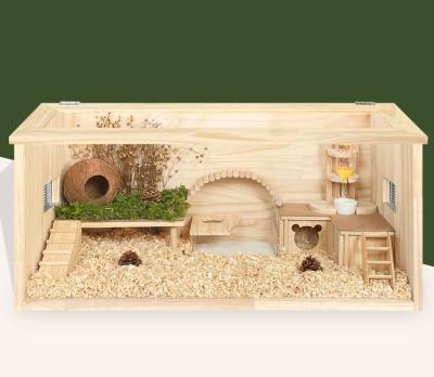 China Small Viable Acrylic Pets Sand Bath Box With Tiny Pet Bowl Assemble Hamster Shower Tub Rat Hideout Digging Container For Lemming for sale