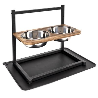 China Sustainable Cat Bowls Raised Bowl Stand Adjustable Dog Food and Water Feeder Raised 3 Size Stainless Steel for sale