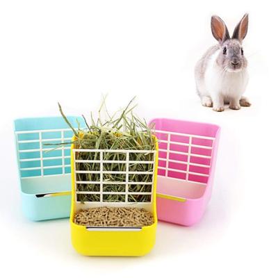 China Stocked 2 in 1 Food Hay Feeder for Guinea Pig Rabbit Chinchilla Feeder Wheels Use for Grass and Food for sale