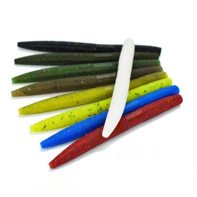 China PESCA Fishing Tackle Stick Worm Lure Saltwater Fishing Lure Wholesale 10pcs/bag Durable Artificial Soft Bait Plastic Seawater Fishing Lure for sale