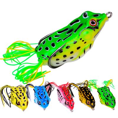 China High Quality Soft Silicone Artificial Bait Lure Double Hooks Topwater Frog Fishing Lures for sale